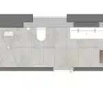 Modern Bathroom Layout With Walk In Shower And Floating Vanity